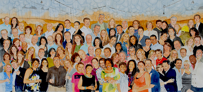 Watercolor of 97 Party Guests