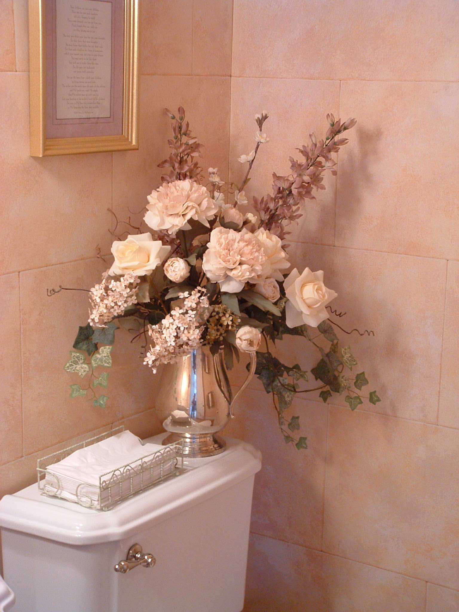 Pink Limestone Powder Room