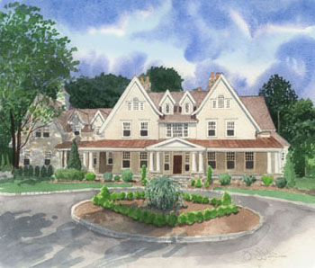watercolor house portrait of new home