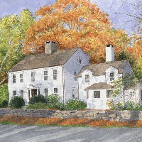 watercolor of an antique home